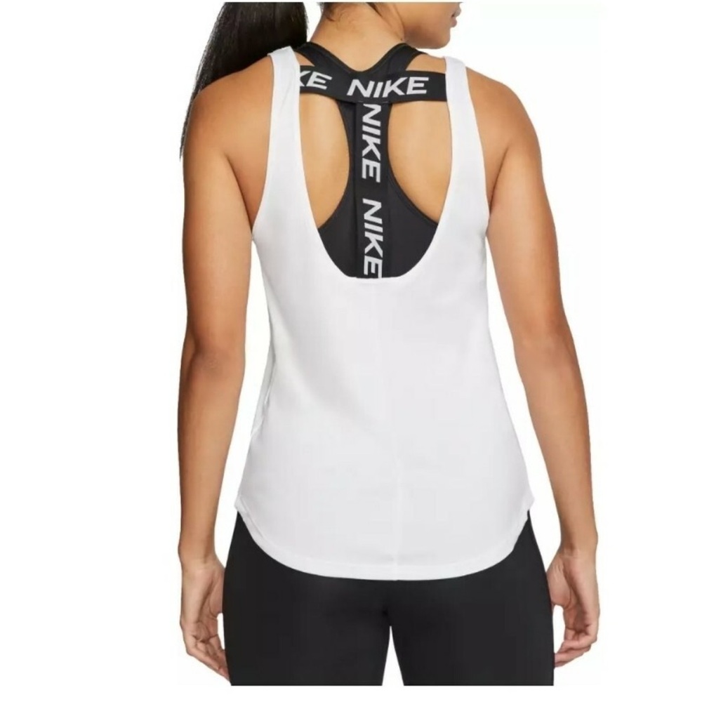 Nike Women's Black and White Dri-FIT Tank Top
